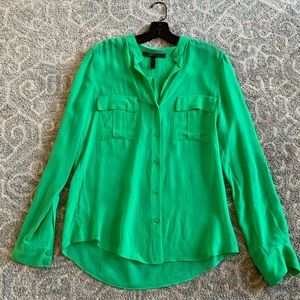 BCBG green button down blouse